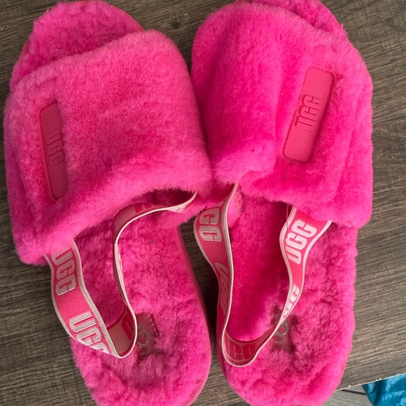 UGG Fluffy Pink Slingback Sandals size 38 - Picture 8 of 11